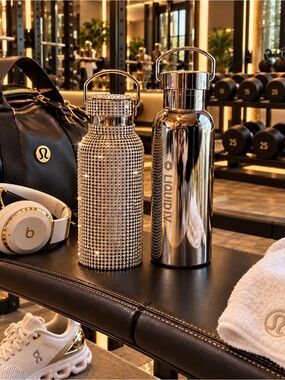 TOMO 350 MSilver Sky Double -walled Stainless Steel Crystal & Liquid IV Bottle
